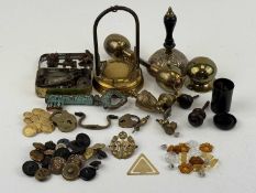 ASSORTED COLLECTABLES, 19th century and later, including a brass pocket watch stand, 16cms (h);