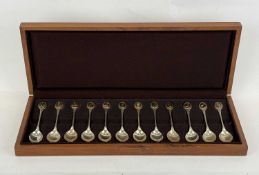 CASED SET OF TWELVE ELIZABETH II SILVER TEASPOONS, The Royal Society for the Protection of Birds,