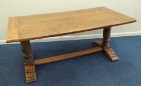 GOOD QUALITY OAK REFECTORY TABLE, 18th century style, four plank top with cleated ends, 75 (h) x 183
