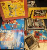 WILESCO STATIONARY MODEL STEAM ENGINE, and other construction toys, including Fischer Technik