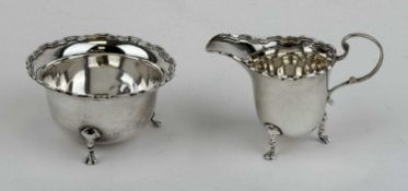 GEORGE V SILVER JUG & BOWL with wavy rims, each on pad feet, Adie Brothers, Birmingham 1935, 4.