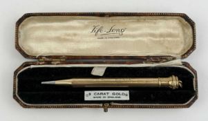 LIFE-LONG 9CT GOLD PROPELLING PENCIL, inscribed, dated 1937, with original box Provenance: private