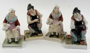 TWO PAIRS OF STAFFORDSHIRE FIGURES, 19th century, 'Jobson & Nell -The Cobbler & His Wife', 18cms (h)