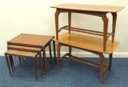 PAIR OF REMPLOY WALNUT COFFEE TABLES, 1960s, 91 (l) x 45cms (d); together with a nest of Remploy