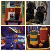 GRAHAM KNUTTEL (Irish, 1954-2023) three colour prints - 'Lunch in the Tropics', 21 x 20cms; 'Sinking