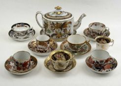 ENGLISH CABINET PORCELAIN, c. 1800-1820, including a Newhall oval teapot and stand, Newhall Imari '