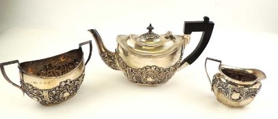 LATE VICTORIAN SILVER TEAPOT & MATCHING SUGAR BASIN, maker HM, Birmingham 1899; together with a