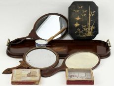 GROUP OF COLLECTABLES, including Edwardian rectangular mahogany tea tray with rounded ends, inlaid