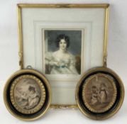 EDMUND WARDLE mezzotint engraving - portrait of a young lady, signed in pencil; together with two