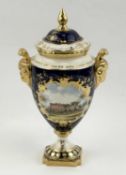 COALPORT LIMITED EDITION (21/100) TWIN-HANDLED PEDESTAL VASE & COVER, 'Marriage of the Prince of