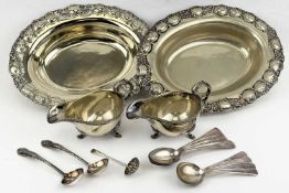 ASSORTED PLATED WARE, including pair of oval serving dishes with pierced and embossed rims, 34 x