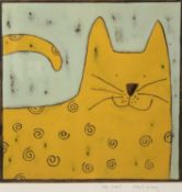 CHRIS BROOK (British, contemporary) acrylic oil on copper - smiling cat entitled 'Say Cheese',