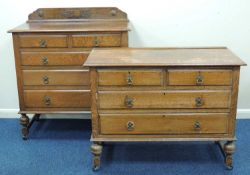 GEORGE V OAK CHEST OF DRAWERS, 112 (h) x 99cms (w); and matching dressing chest, 83 (h) x 108cms (w)