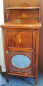 LATE VICTORIAN ROSEWOOD & INLAID MUSIC CABINET, fitted with shelves, 127 (h) 55 (w) x 36cms (d)