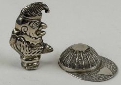 SILVER COLLECTABLES, caddy spoon modelled as a jockey's cap, with chased decoration and a Mr Punch