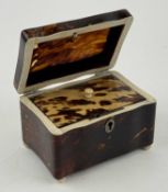 REGENCY SMALL TORTOISESHELL DOME TOP TEA CADDY, with serpentine front and back, concave sides,