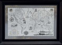 ROYAL GEOGRAPHICAL SOCIETY SILVER MAP, etched in sterling silver and decorated with gold, John