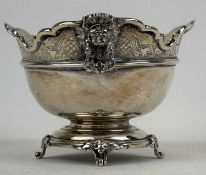 GEORGE VI SILVER MONTEITH FORM SUGAR BOWL, with mask head side handles, chased rim, raised