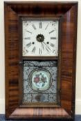 AMERICAN ROSEWOOD CASED SHELF CLOCK, Jerome & Co., Newhaven, square enamel dial with painted detail,