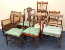 MIXED 19TH CENTURY & LATER CHAIRS, including caned back armchair (8) Provenance: private