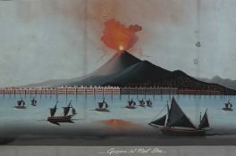 LATE 19TH CENTURY ITALIAN SCHOOL gouache - Mount Etna erupting from the Bay of Naples, 44 x 68cms