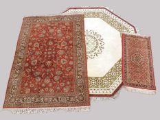 SUPER KASHAN BROWN GROUND WOOLLEN CARPET, 240 x 170cms; together with a cream ground and cream