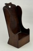 19TH CENTURY VERNACULAR OAK APPRENTICE PIECE in the form of a lambing chair, the top rail carved