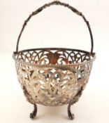 VICTORIAN SILVER SUGAR BASKET, maker W.G, Birmingham 1856, 11.5cms (diam.), 5.7ozt Provenance: