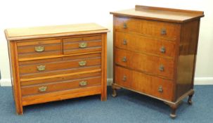LATE VICTORIAN WALNUT CHEST OF DRAWERS, 84 (h) x 105cms (w); together with another walnut chest of
