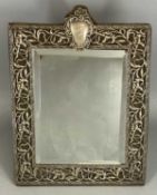 EDWARD VII LARGE ART NOUVEAU SILVER MOUNTED EASEL BACK MIRROR, rectangular form, pierced iris and