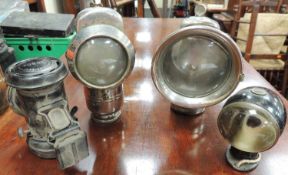 VINTAGE BIKE LAMPS, comprising Jabez Bates & Co. 'Verona' oil fired lamp, in black case, 12cms (