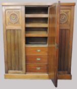 VICTORIAN AESTHETIC PERIOD WALNUT MIRRORED WARDROBE, c. 1880, 199 (h) x 182 (w) x 53.5cms (d)