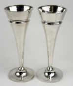 PAIR OF GEORGE V SILVER TRUMPET FORM VASES with weighted bases, S. Blanckensee & Son, Chester