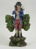 STAFFORDSHIRE PEARLWARE BOCAGE FIGURE, c. 1820, 'Lost Sheep Found', 21cms (h) Provenance: private