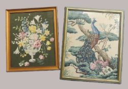 TWO FRAMED TAPESTRY PANELS, largest 73 x 58.5cms Provenance: private collection Chester