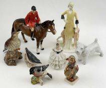 ASSORTED FIGURINES & ANIMAL FIGURES, including Beswick Huntsman on Bay Horse, Beswick Thrush 2308,