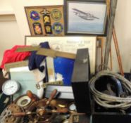 MARITIME RELATED ITEMS, including signalling lamp in wooden box; various ship's gauges, and dials,
