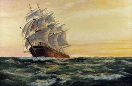 PHILIP KILNER oil on canvas - Full Sail, Sunset, signed, 50 x 75cms Provenance: private collection