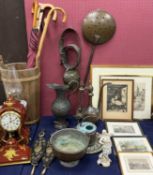 ASSORTED ITEMS, including Eastern copperware, traditional Swiss cowbell, Evans of Beaufort brass