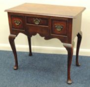 PROVINCIAL OAK & WALNUT BANDED LOWBOY, early 19th century, 71 (h) x 72.5 (w) x 42cms (d) Provenance:
