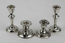 PAIR OF ELIZABETH II CIRCULAR SILVER CANDLESTICKS, with weighted bases, A. L. Davenport Ltd,