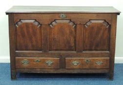 GEORGE III OAK MULE CHEST, c. 1780, 91 (h) x 140 (w) x 54cms (d) Provenance: private collection