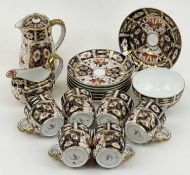 ROYAL CROWN DERBY IMARI 2451 PATTERN TEAWARE, including six cups and saucers, jug and bowl, and