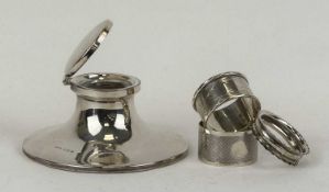 GEORGE VI SILVER CAPSTAN FORM INKWELL with glass liner, S. Blanckensee & Son Ltd., Birmingham