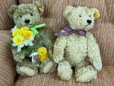 TWO STEIFF COLLECTORS' TEDDY BEARS, both 36cm (h), one being 'Teddybar 35 Spring' with paper label