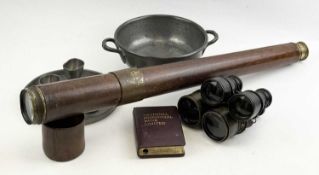 ASSORTED COLLECTABLES, including an antique leather clad single-draw telescope, 84cms (l)
