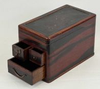 JAPANESE LACQUER BOX, lid decorated with birds on flowering branches, interior with lift-out tray,