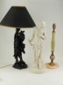 COPELAND PARIAN FIGURE OF A BATHER, 48cms; together with a modern Chinese style black plaster