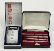 SILVER COLLECTABLES, cased set of four bridge pencils, handles enamelled with trumps; cased
