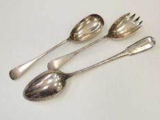 GEORGE III SILVER FIDDLE AND THREAD PATTERN BASTING SPOON, by Eley & Fearn, London 1803, 30cms (